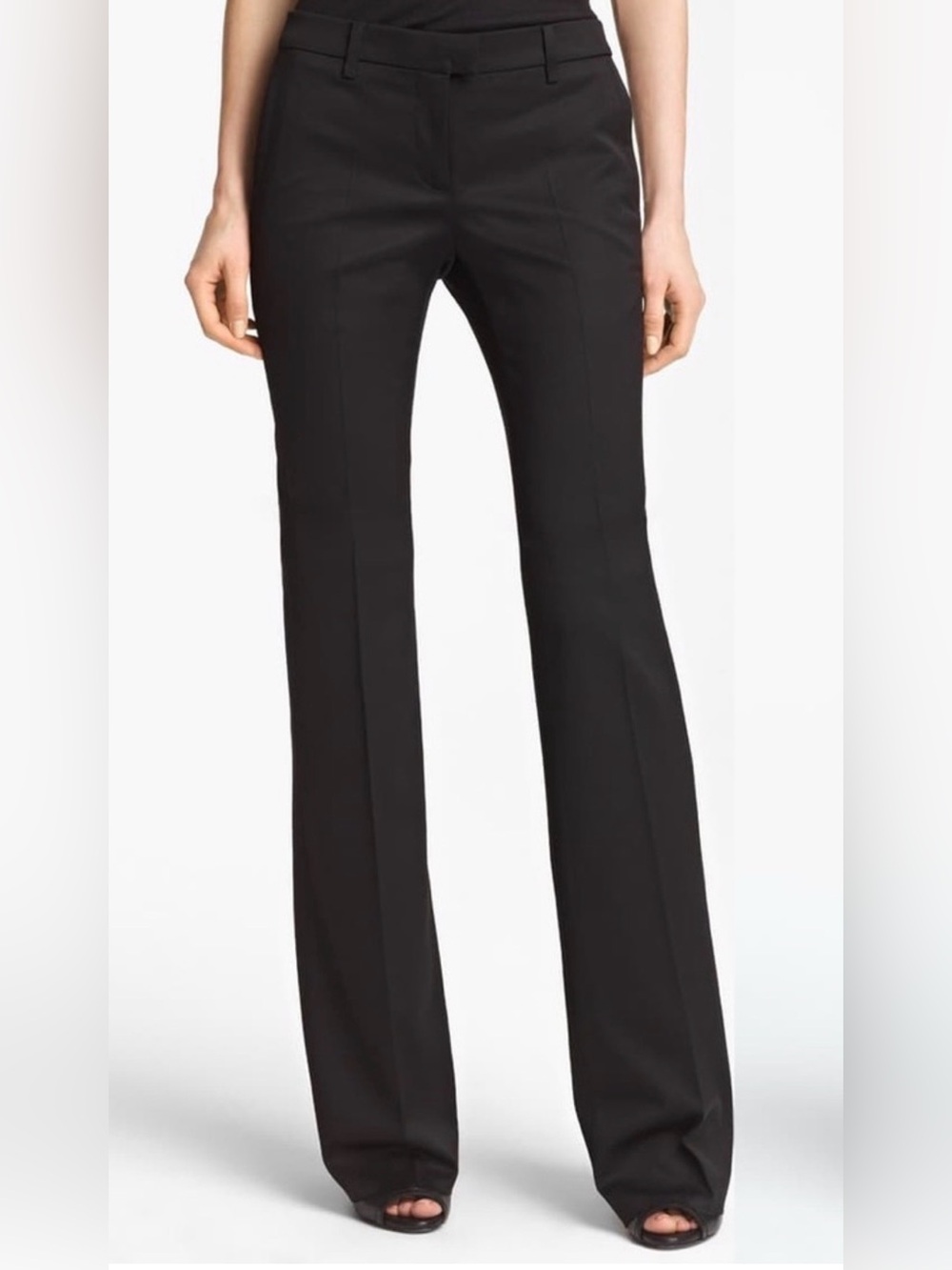 Burberry Black Wool Trousers 4 Lined Flat Front Dress Pant Straight Leg NWT $325